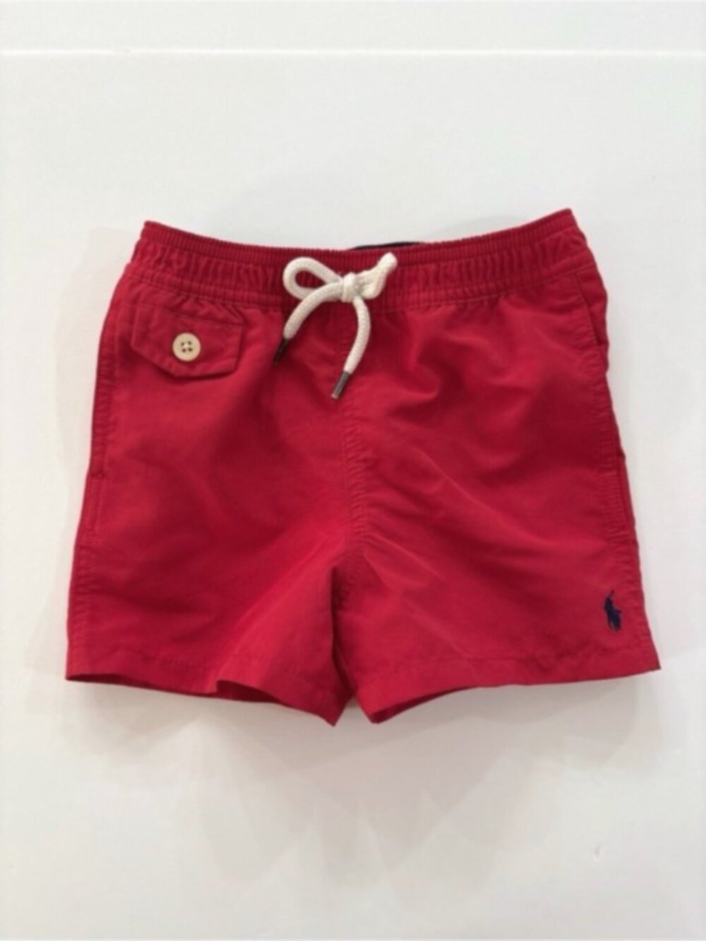 Ralph Lauren Boys 18M Red Swim Trunks Drawstring Mesh Pony Preppy Resort Shorts